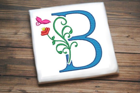 Floral Letter B with Butterfly