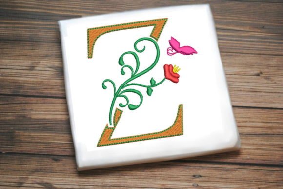 Floral Letter Z with Butterfly