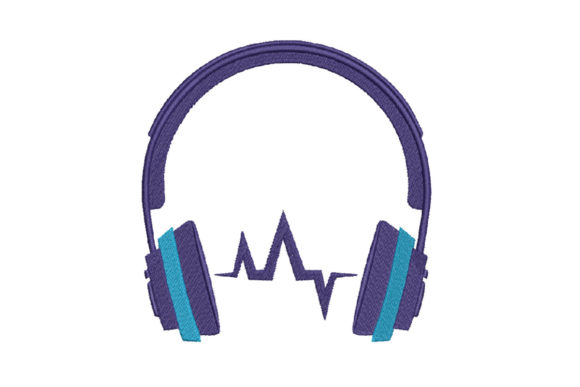 Headphone with Sound Embroidery Design