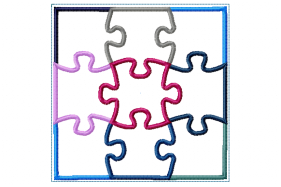 Jigsaw Applique Quilt Block in the Hoop